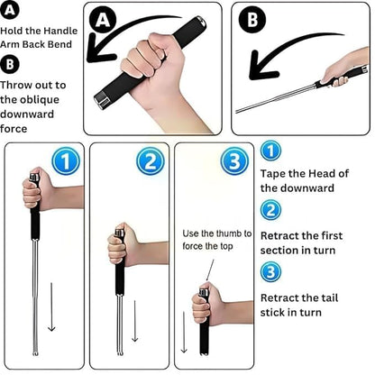 Personal Stick Security Professional Multitool Comfortable Grip Foldable Stick for Men and Women with Bag